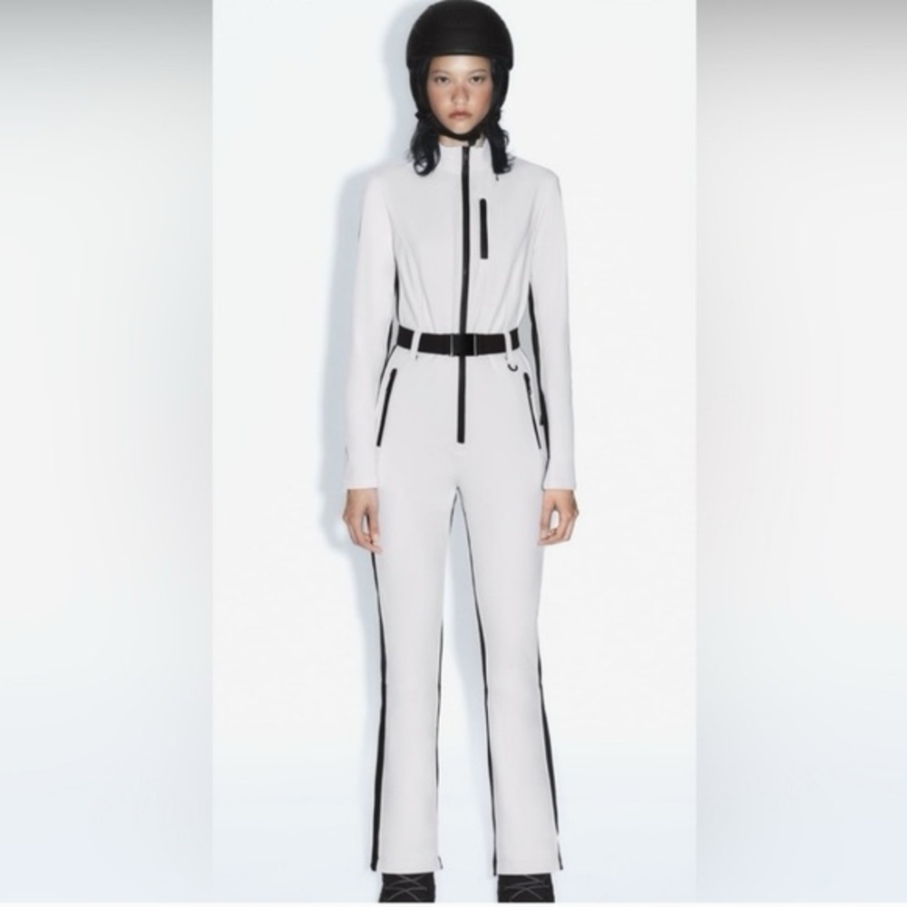 Zara Ski Collection Recco Rescue Monochrome Black and White Ski Jumpsuit Size M
